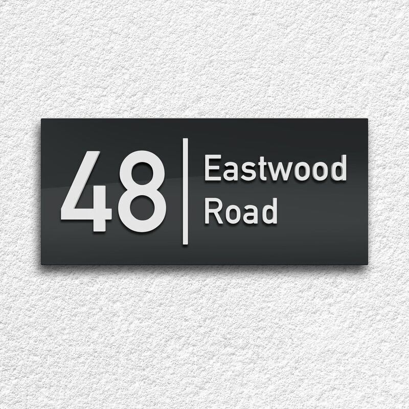 Metro Grey Acrylic House Sign | Raised 3D Numbers & Lettering | 2 Sizes