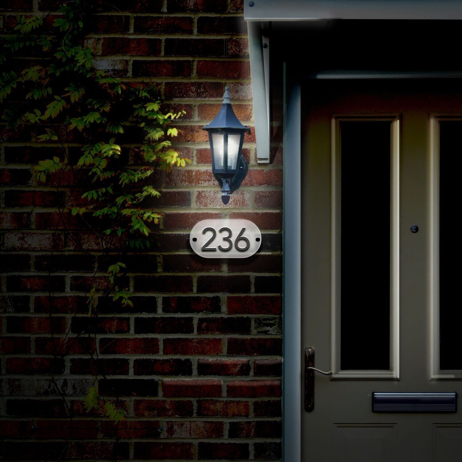 Frostino |  Frosted House Number Designer Wall Sign | Raised 3D Numbers | Chrome Stand Off