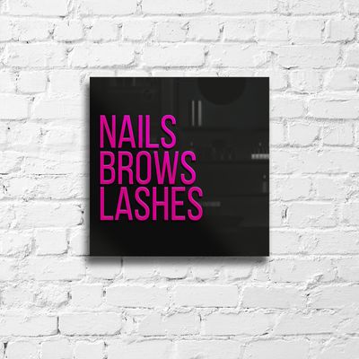 "Nails Brows Lashes" Decorative Salon Sign | 50cm Gloss Acrylic | 3D Lettering | Stand Off Fixings