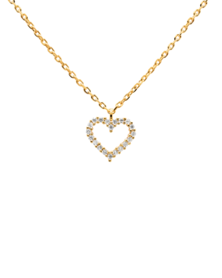 collana pdpaola in argento e pendente a forma di cuore con zirconi .