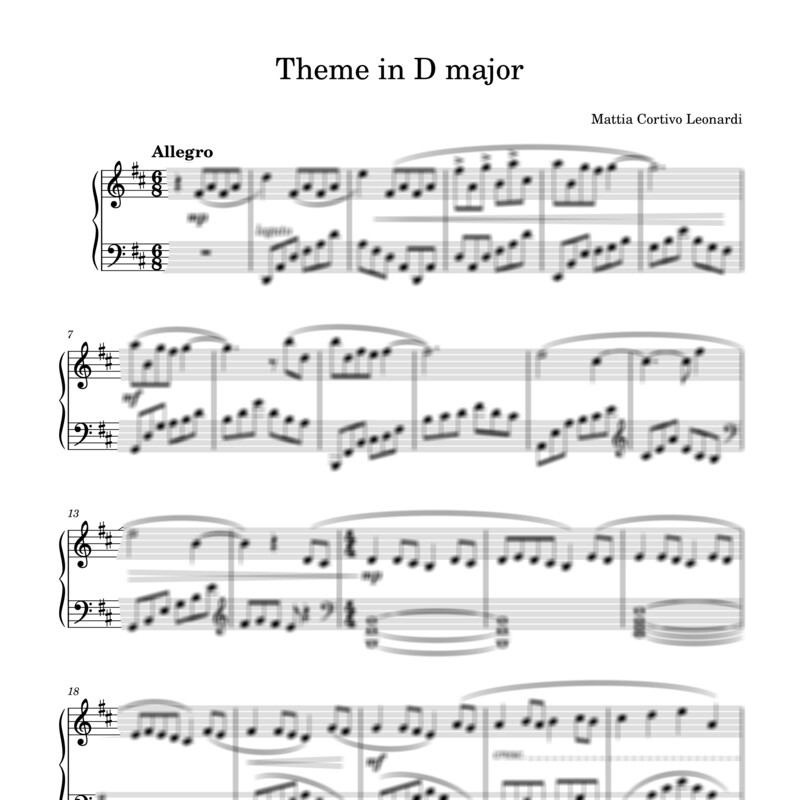 Theme in D major - Sheet music