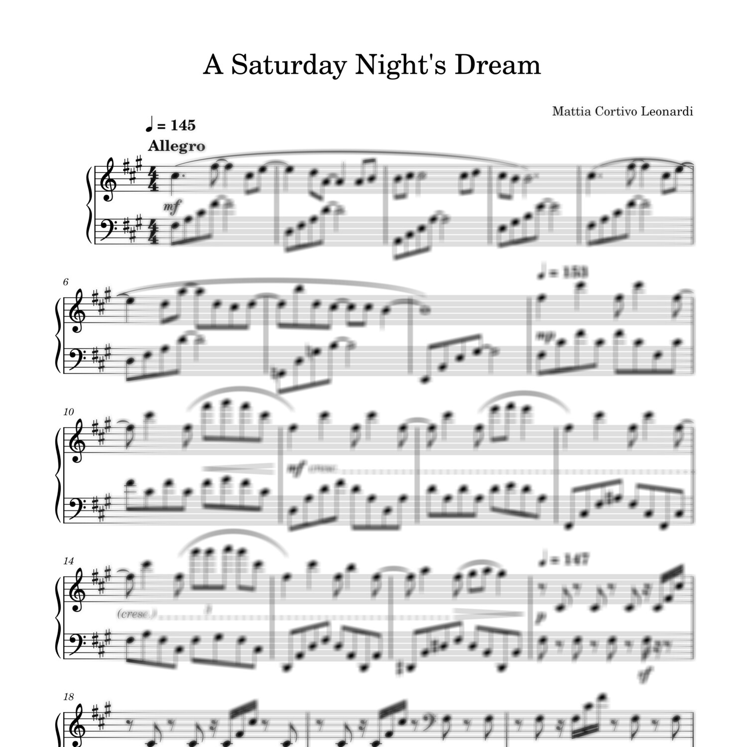 A Saturday Night&#39;s Dream - Sheet music