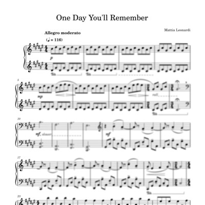 One Day You&#39;ll Remember - Sheet music (full version)