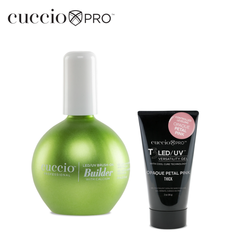 Builder Baza sa kalcijumom 75 ml + T3 UV-LED control gel opaque petal pink 56 g