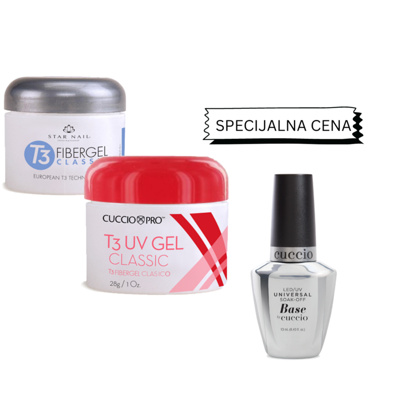 2 x T3 UV gel 28 g , Univerzalna baza 13 ml FREE