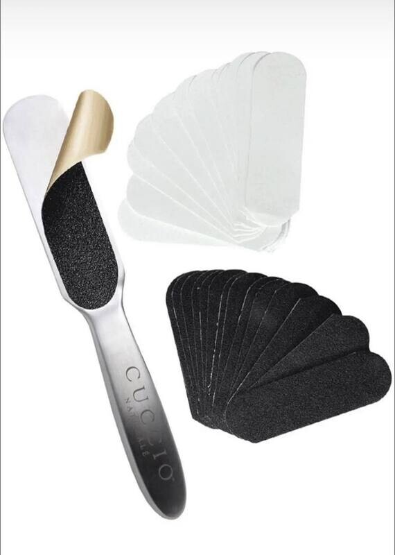 Metalna turpija za pete sa abrazivnim nastavcima 50×80 grit (crni) &amp; 50×180 grit (beli)