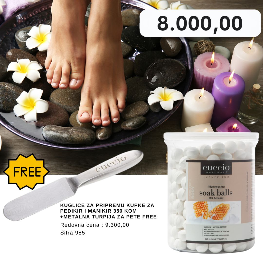 kuglice za pripremu kupke za pedikir i manikir 350 kom +metalna turpija za pete FREE