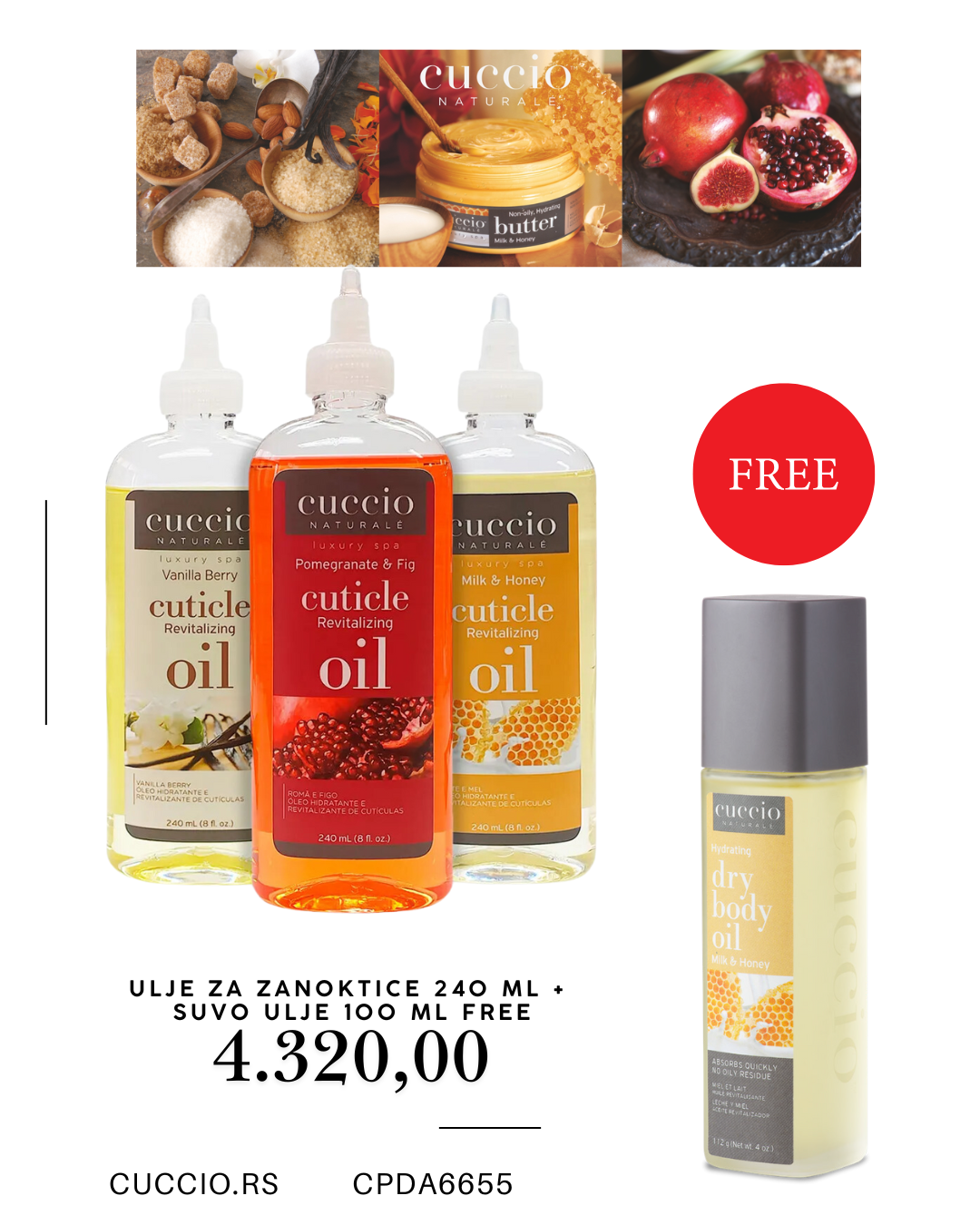 Ulje za zanoktice 240 ml + Dry Body Oil  100 ml FREE