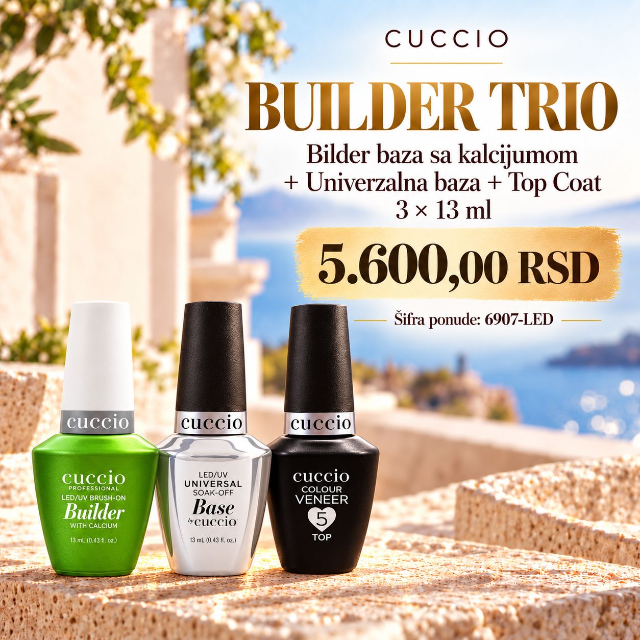 Bilder baza sa kalcijumom + Univerzalna baza+ Top Coat  3 x 13 ml