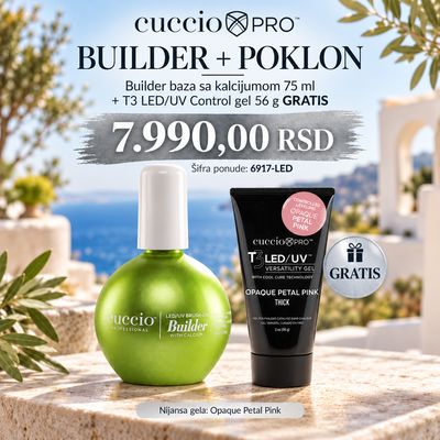 Builder Baza sa kalcijumom 75 ml + T3 UV-LED control gel opaque petal pink 56 g Builder Baza sa kalcijumom 75 ml + T3 UV-LED control gel opaque petal pink 56 g