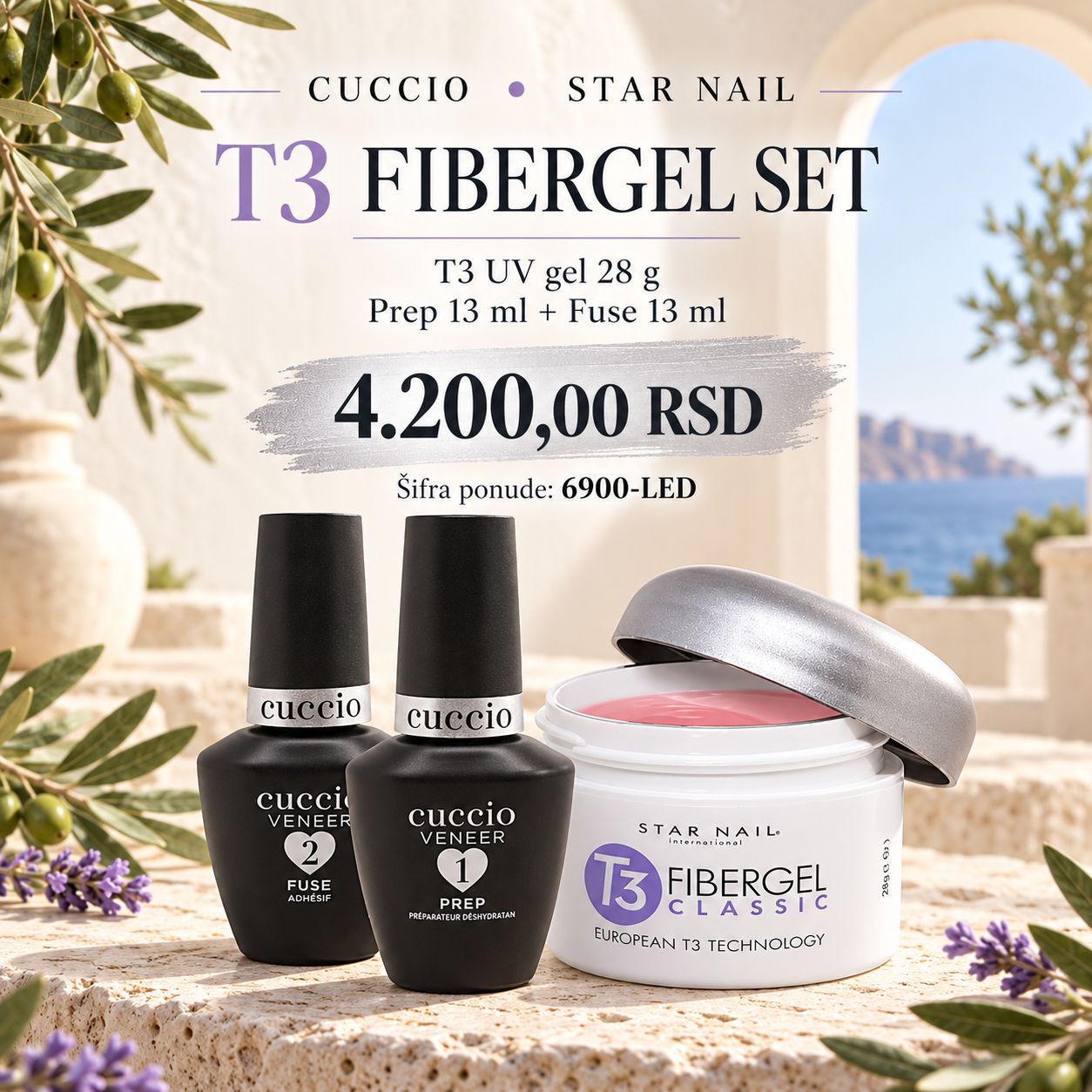 Prep 13 ml, Fuse 13 ml, T 3 uv gel 28 g