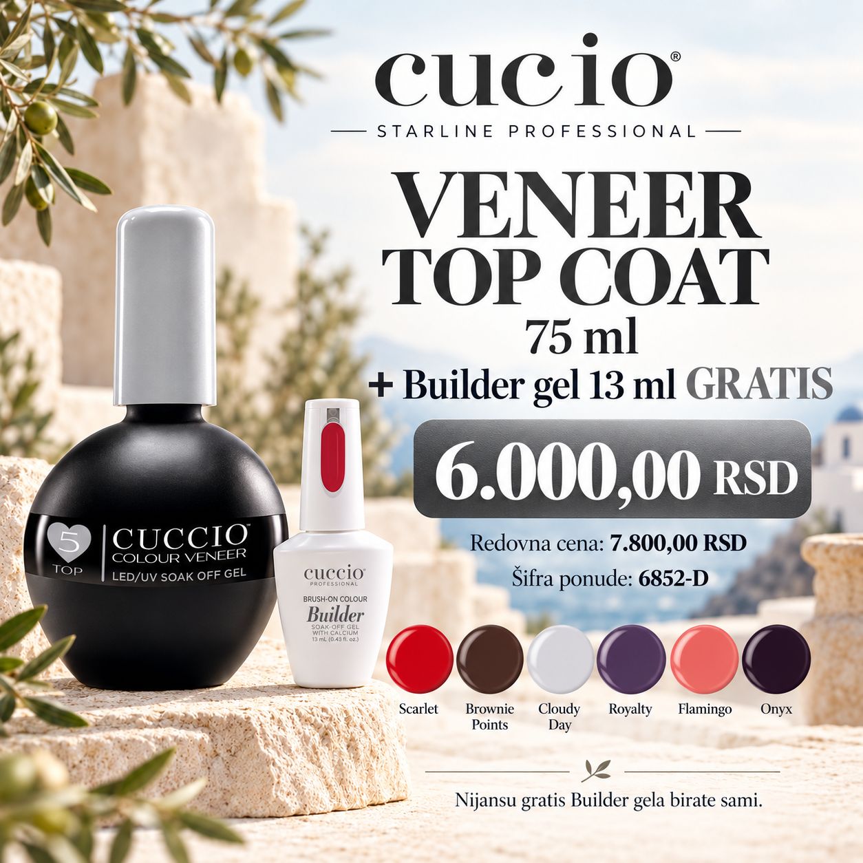 Cuccio Veneer Top Coat 75 ml  GRATIS Builder gel  13 ml
