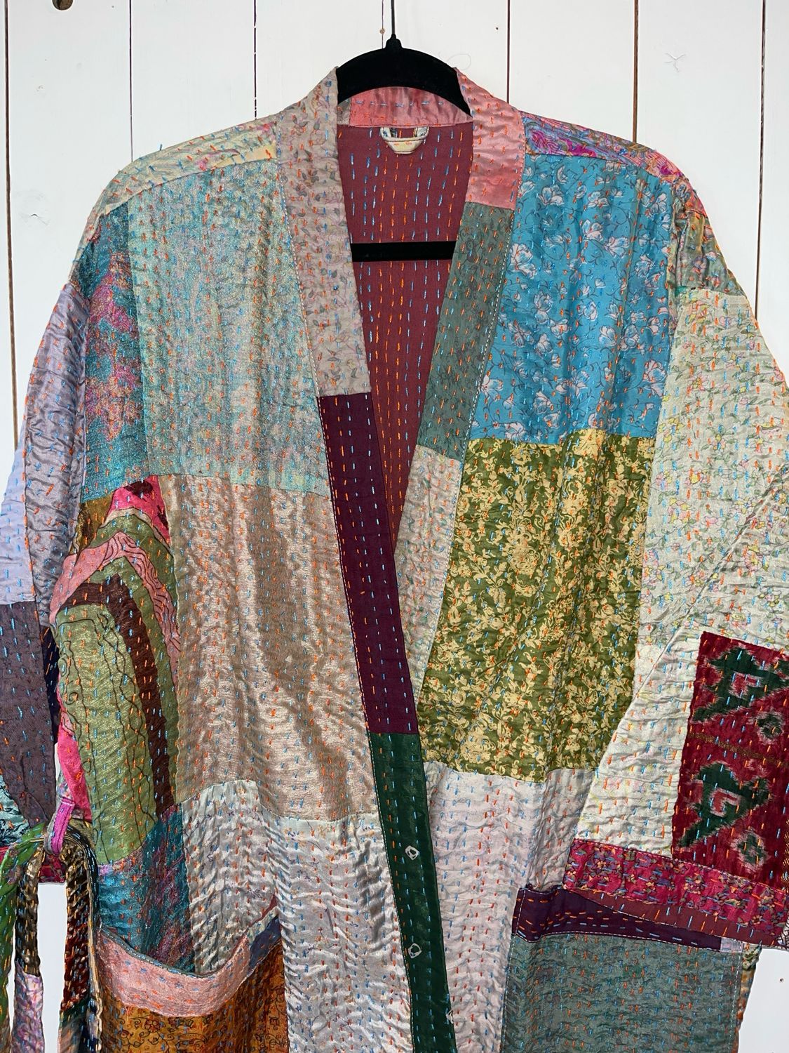Patchwork zijde Kimono lang