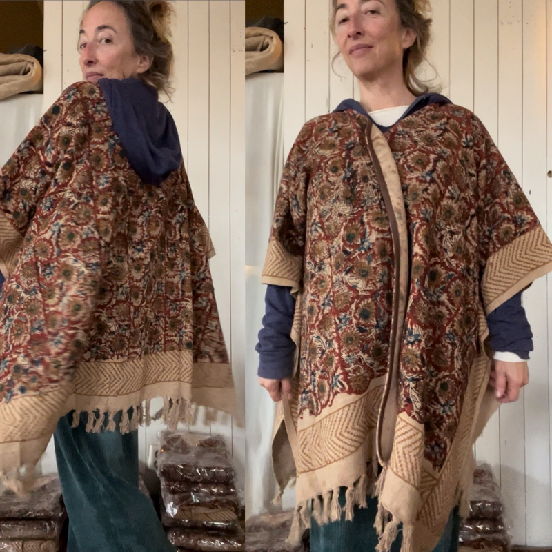 Poncho bagru print