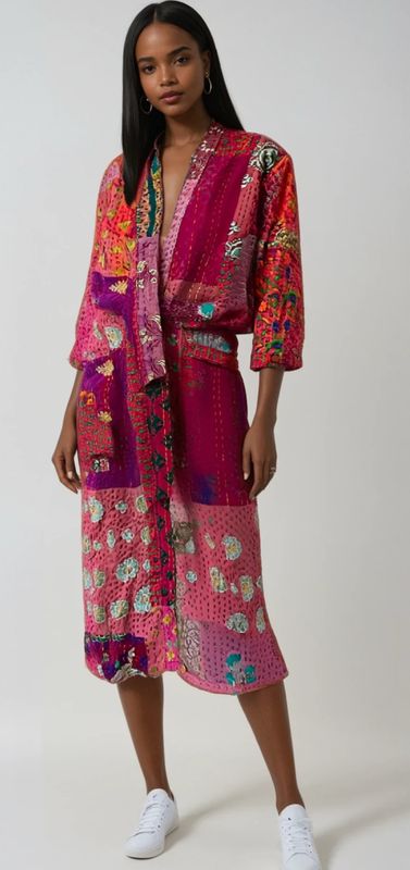 Kantha patchwork Kimono Lang
