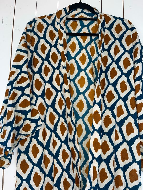 Kimono Blockprint katoen lang Kimono Blockprint katoen lang