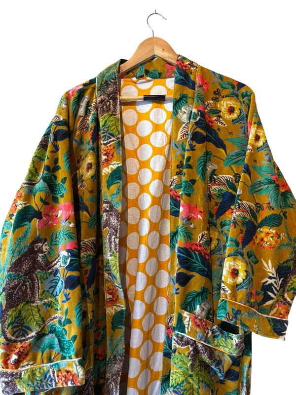 Lange fluwelen kimono