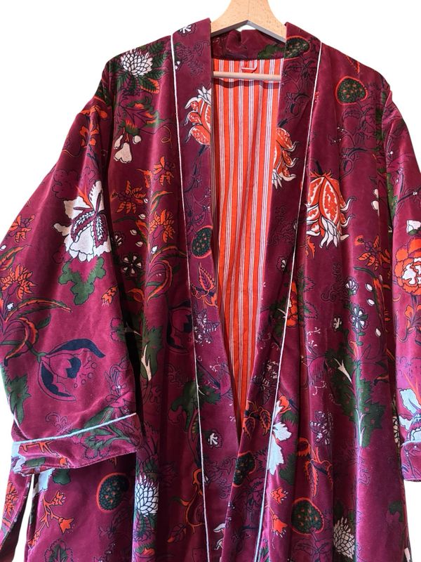Lange fluwelen kimono
