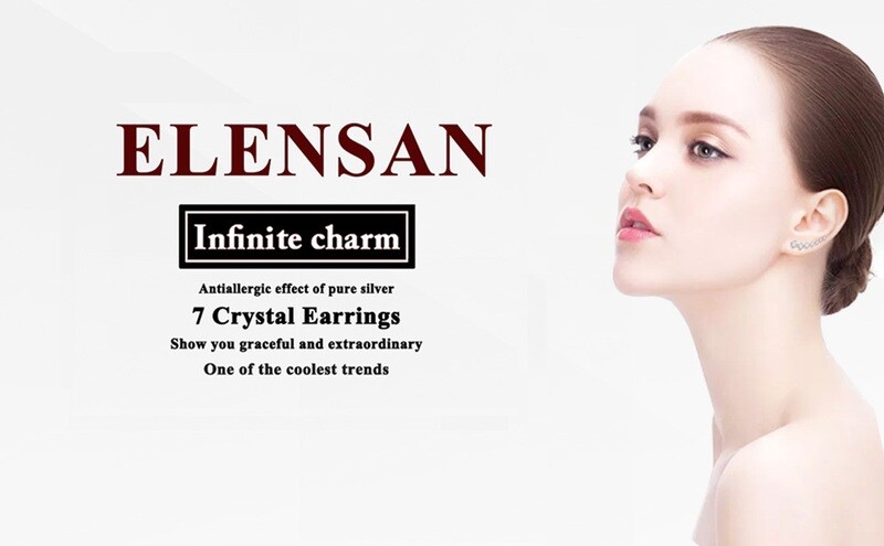 Earring for Women Cartilage 7 Crystals Ear Cuffs Hoop Climber S925