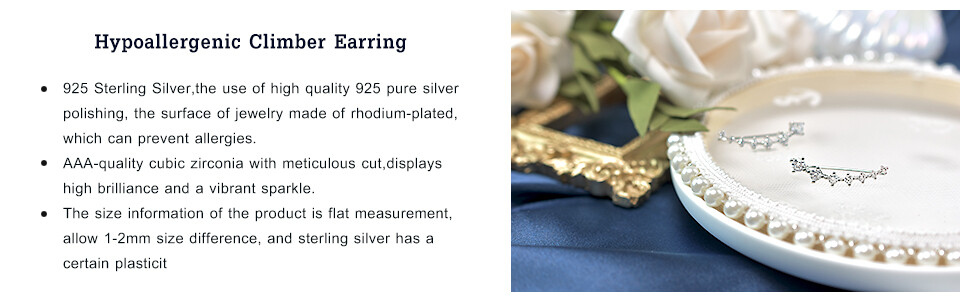 Earring for Women Cartilage 7 Crystals Ear Cuffs Hoop Climber S925