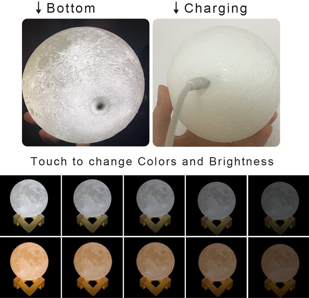 Mydethun Moon Lamp (5.9 inch) - 3D Lunar Lamp - Moon Light - Night Lights for Kids