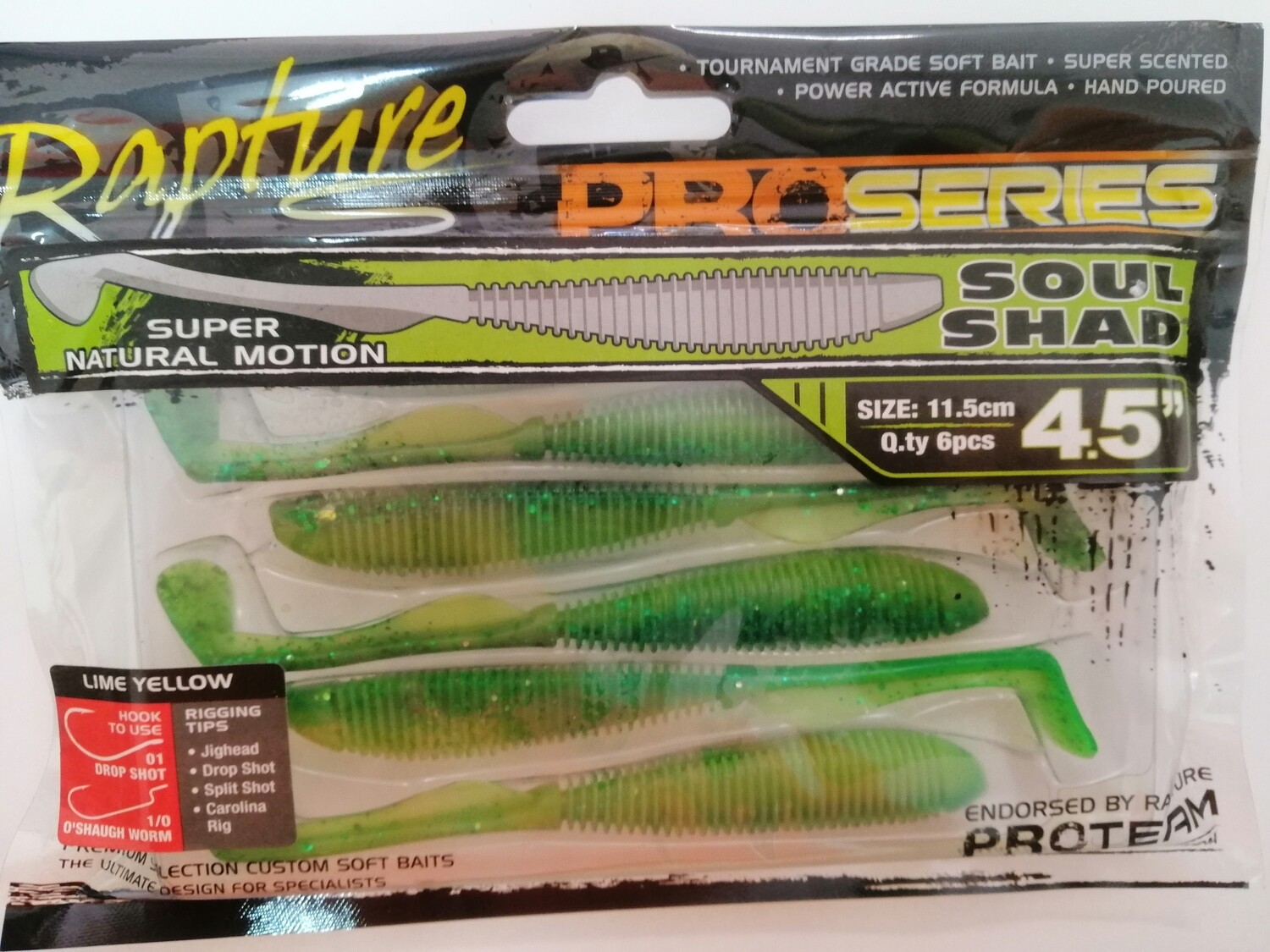 Soul Shad 4.5&#39;&#39; Lime yellow