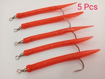 Anguille traina con Amo 10cm Rosso 5Pcs