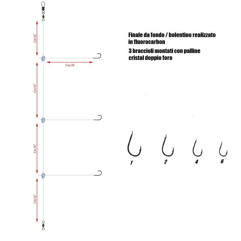B 2 Finali Fondo Bolentino 3 ami Fluorocarbon