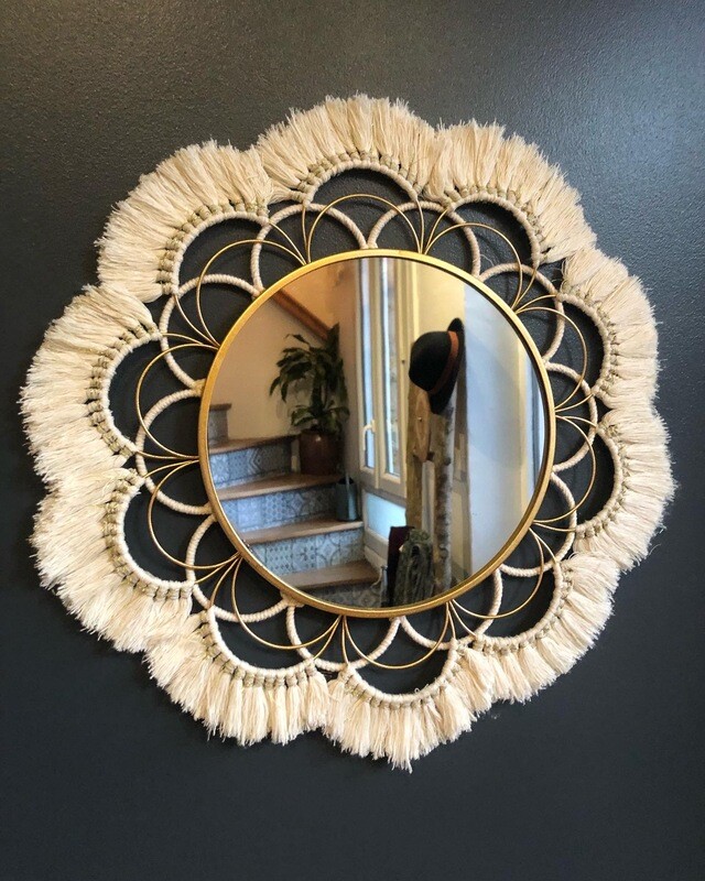 Miroir Ecru et Doré