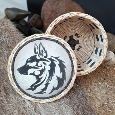 Basket / Wolf Image / White / Home Decor / Handmade / Papercraft