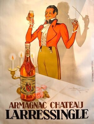 Affiche ancienne publicité - Armagnac Château Larressingle - Henri Le Monnier - 1938