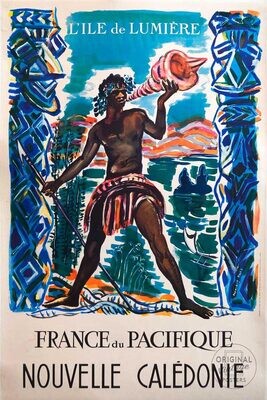 Affiche ancienne voyage - France du Pacifique - Nouvelle Calédonie - Monique Gras - 1950