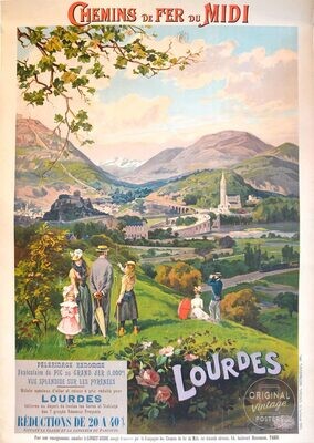 Affiche ancienne voyage - Chemins de fer du midi - Lourdes - Clément Quinton - 1890 - 1900