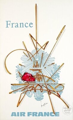 Affiche ancienne voyage - Air France France - Matthieu - 1967