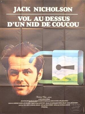 Affiche ancienne cinéma - Vol au dessus d'un nid de coucou - Milos Forman - Jack Nicholson - 1975