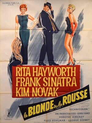 Affiche ancienne cinéma - La blonde ou la rousse - Hayworth - Sinatra - Novak - 1957