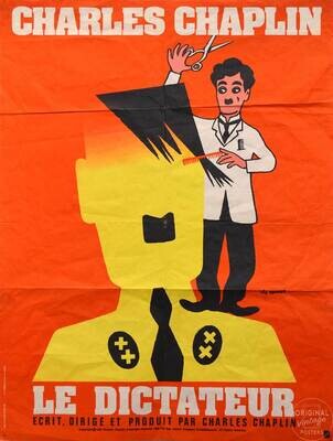 Affiche ancienne cinéma - Le Dictateur - Charlie Chaplin - 1970