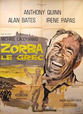 Affiche ancienne cinéma - Zorba le Grec - Anthony Quinn - 1965