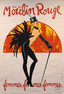 Affiche ancienne publicité - Moulin rouge femmes femmes femmes - René Gruau - 1980