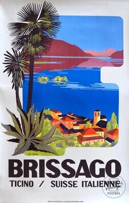 Affiche ancienne voyage - Brissago Ticino - Suisse Italienne - Sepp Anderegg - 1950
