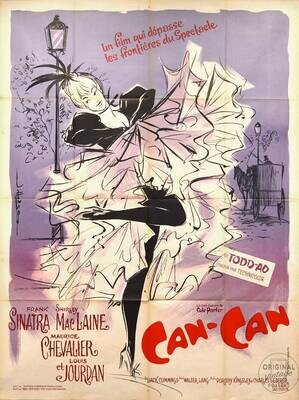 Affiche ancienne cinéma - Can Can - Sinatra - Chevalier - 1960