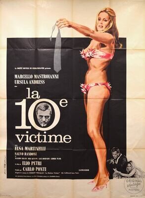 Affiche ancienne cinéma - La 10e victime - Mastroianni - Ursula Andress - 1966