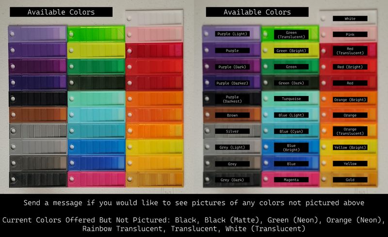 Available Filament Colors for PETG