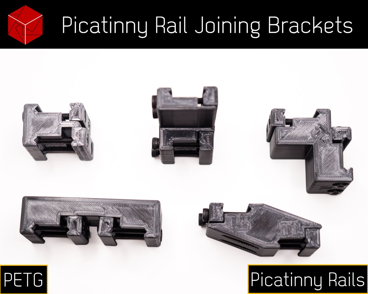 Picatinny Rail to Picatinny Rail Joining Brackets [PETG] for Many Blasters