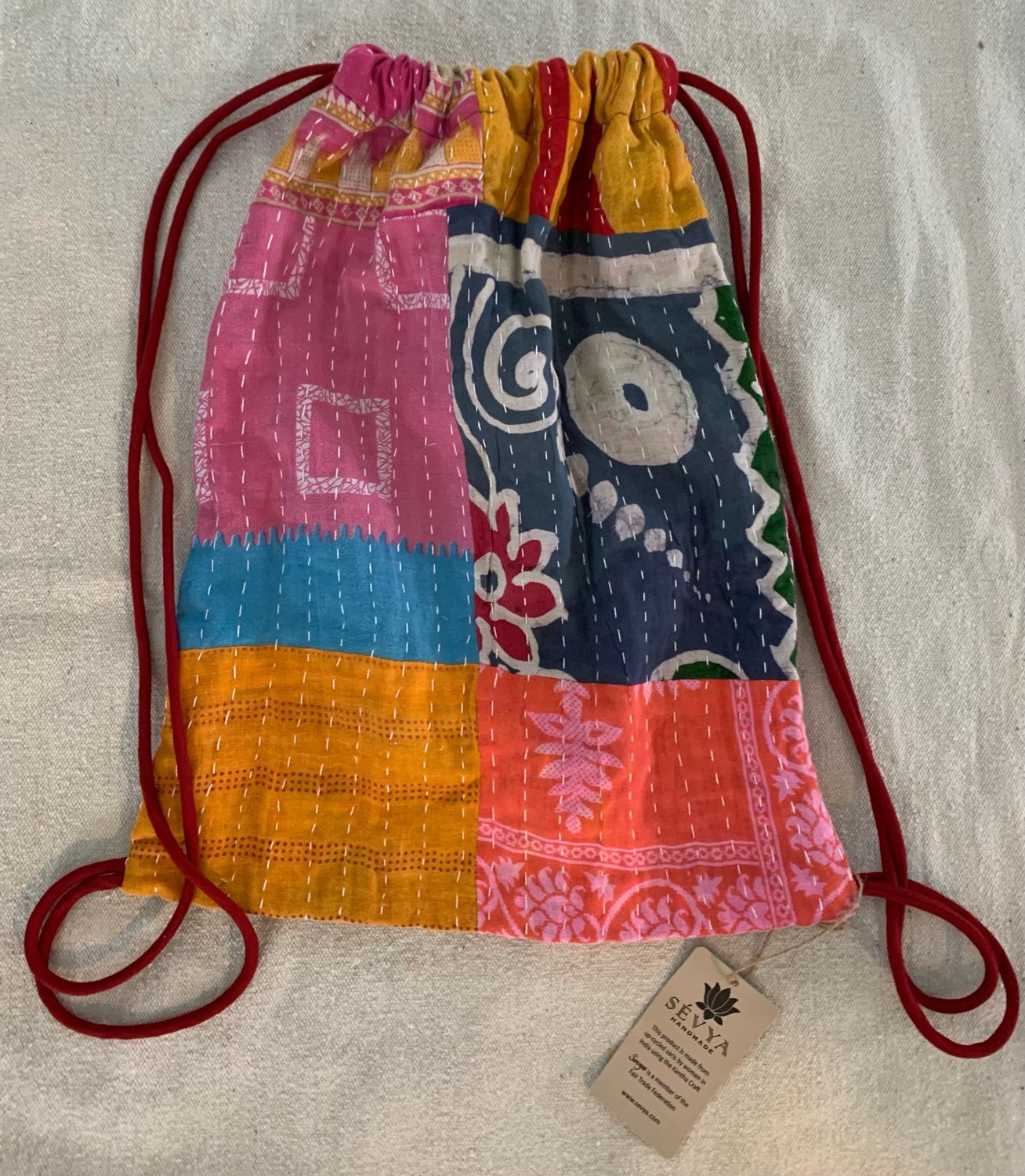 Kantha Drawstring Bag