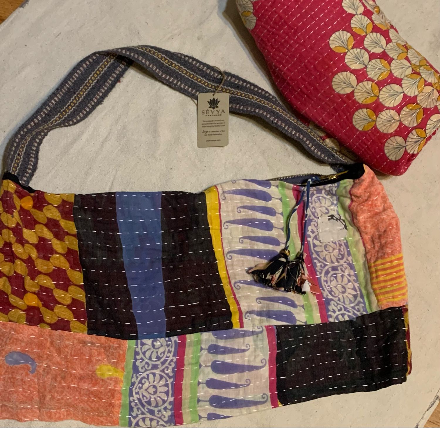 Kantha Zipper Bag And Quilt