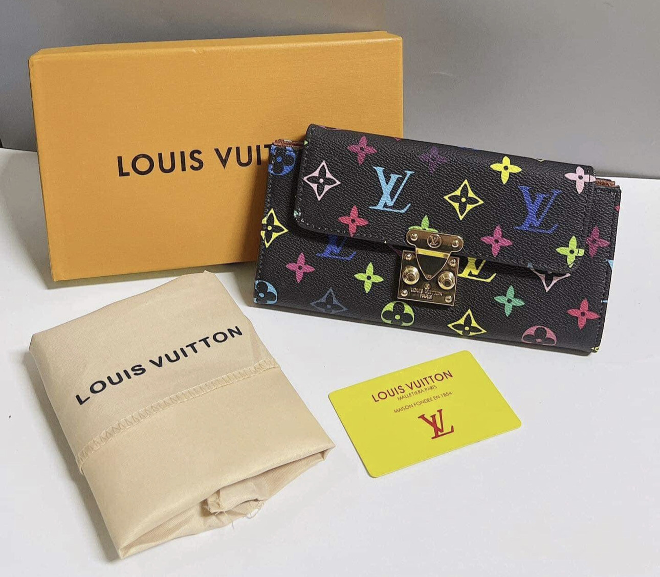 LV Black Colorful Wallet