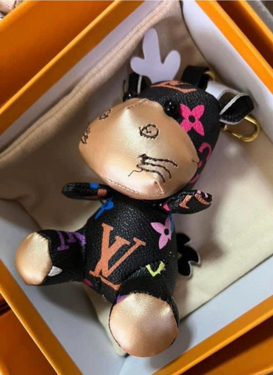 LV Black Colorful Rain dear Keychain