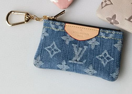 LV Denim Coin Purse Keychain