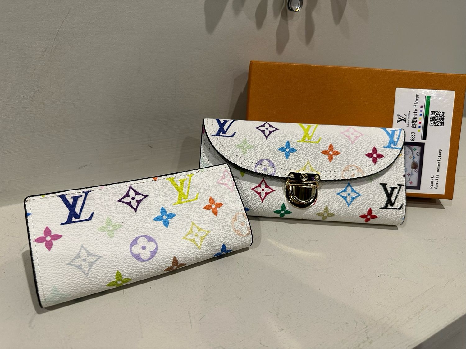 LV White Colorful 2-pc Wallet